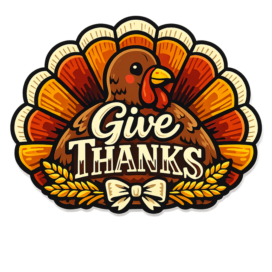 Give Thanks Turkey Thanksgiving 12" Wood Wreath Sign - PS-W-0135