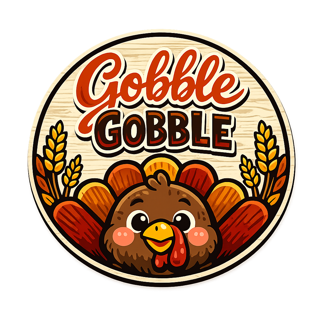 Gobble Gobble Thanksgiving 12" Wood Wreath Sign - PS-W-0137