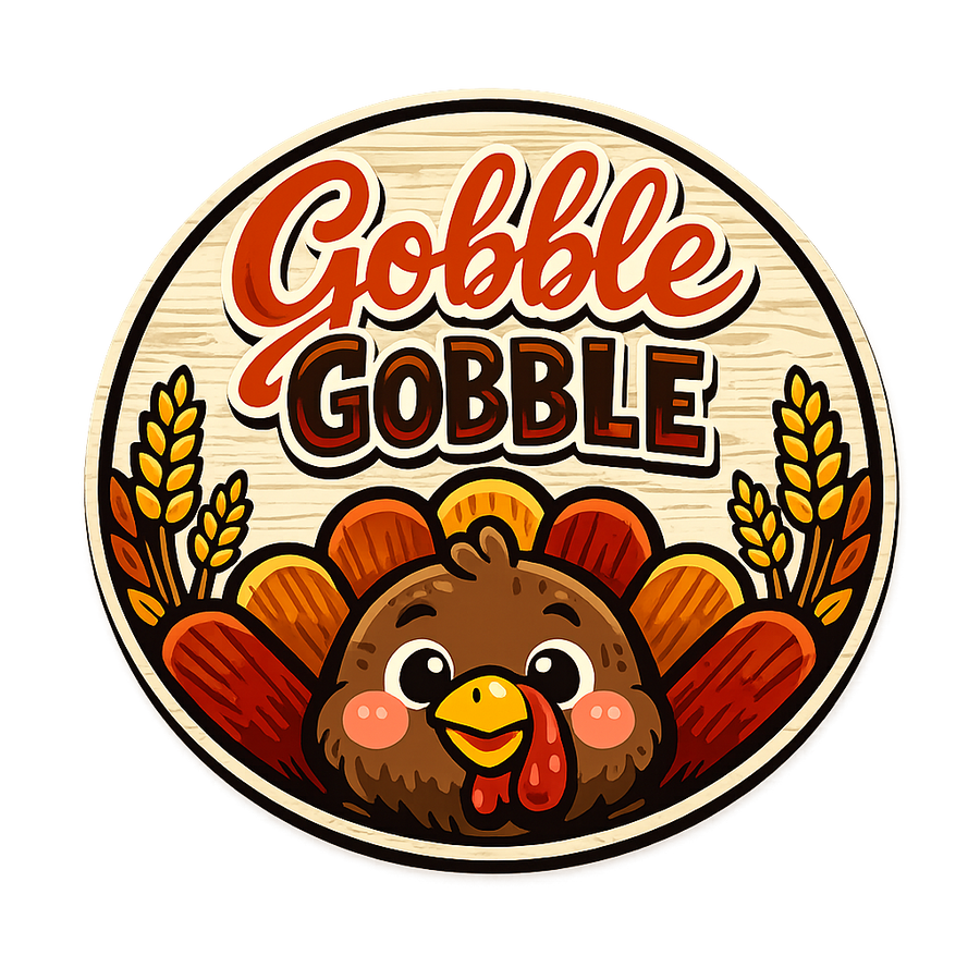Gobble Gobble Thanksgiving 12" Wood Wreath Sign - PS-W-0137