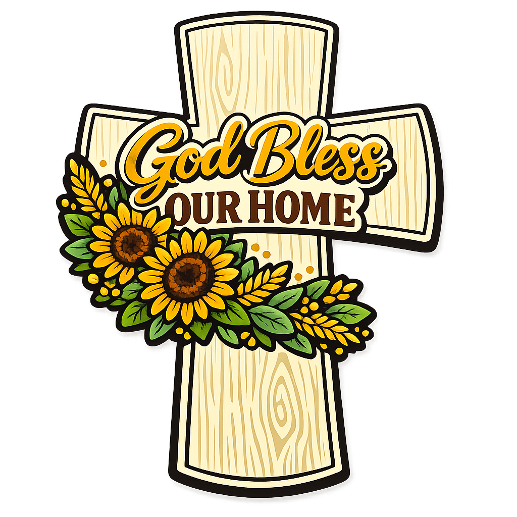 God Bless Our Home Cross 12" Wood Wreath Sign - PS-W-0139