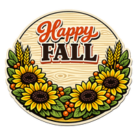 Thumbnail for Happy Fall Sunflowers 12" Wood Wreath Sign - PS-W-0140