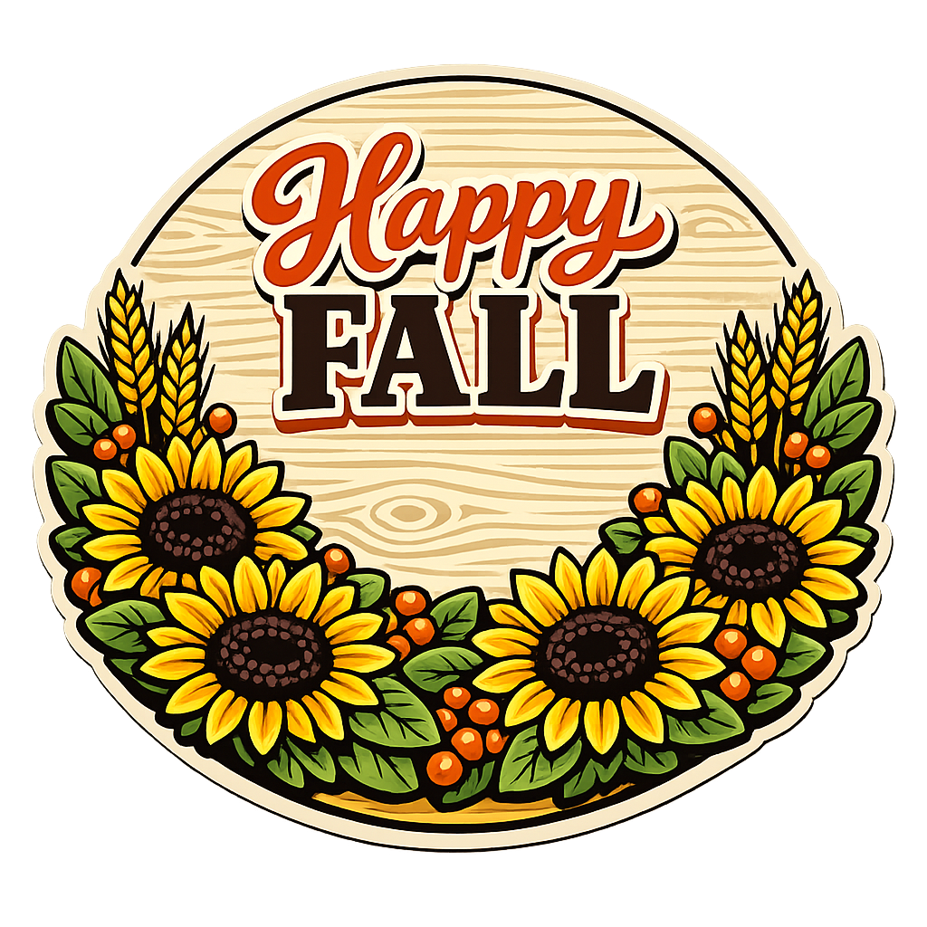 Happy Fall Sunflowers 12" Wood Wreath Sign - PS-W-0140