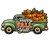 Thumbnail for Happy Fall Y'all Truck 12" Wood Wreath Sign - PS-W-0141