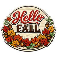 Thumbnail for Hello Fall Maple 12" Wood Wreath Sign - PS-W-0143
