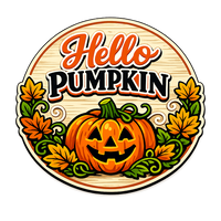 Thumbnail for Hello Pumpkin Halloween 12" Wood Wreath Sign - PS-W-0146