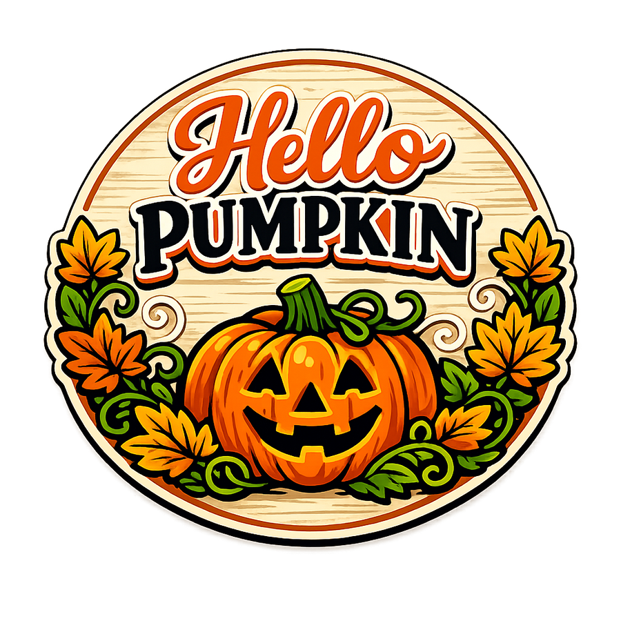 Hello Pumpkin Halloween 12" Wood Wreath Sign - PS-W-0146