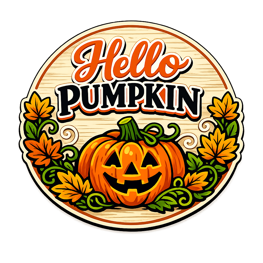 Hello Pumpkin Halloween 12" Wood Wreath Sign - PS-W-0146
