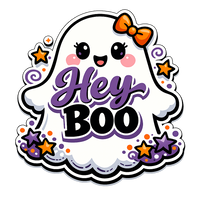 Thumbnail for Hey Boo Ghost Halloween 12" Wood Wreath Sign - PS-W-0147