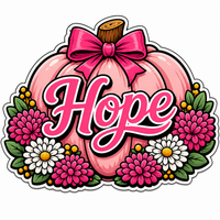 Thumbnail for Hope Pink Pumpkin Breast Cancer Awareness 12" Wood Wreath Sign - PS-W-0151
