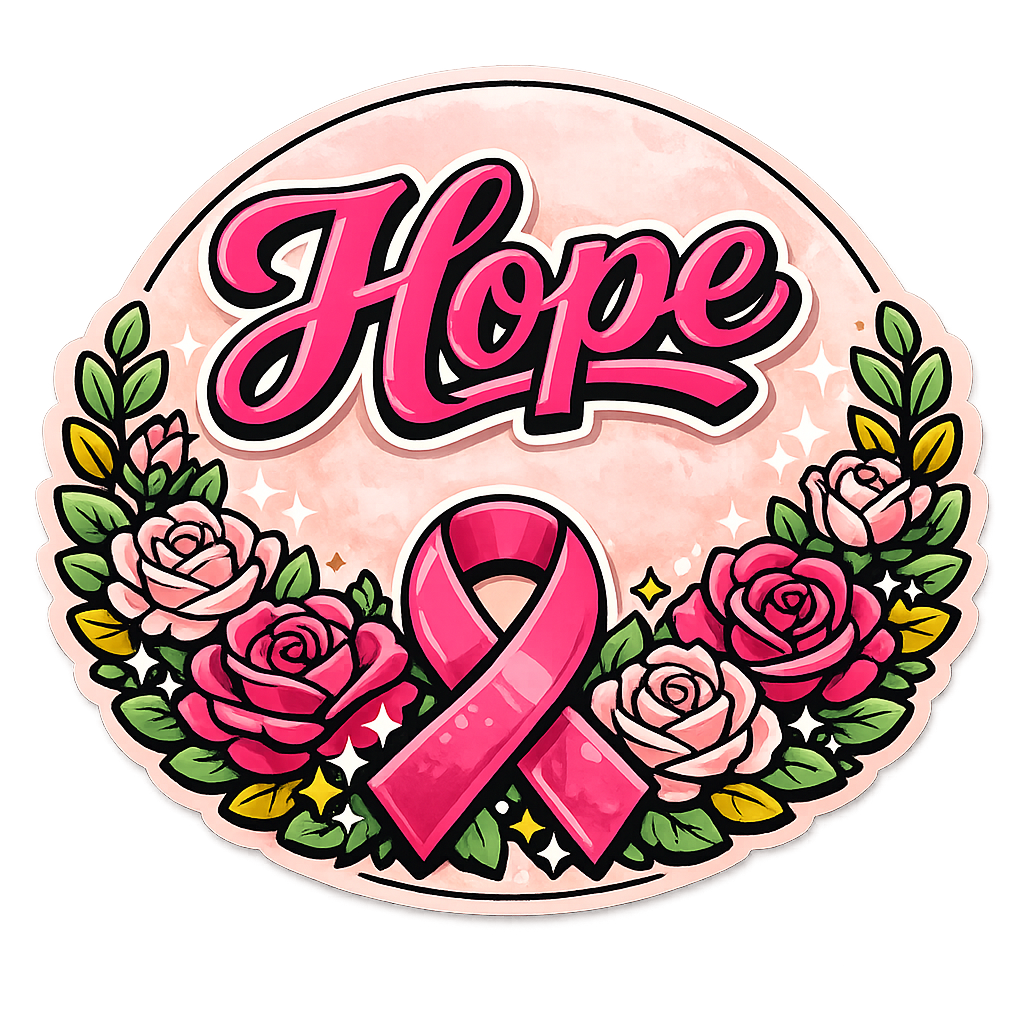 Hope Pink Ribbon Breast Cancer Awareness 12" Wood Wreath Sign - PS-W-0152