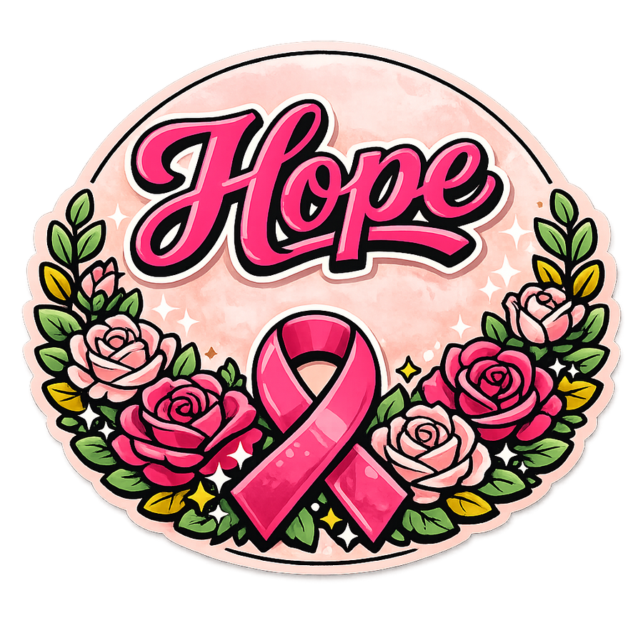 Hope Pink Ribbon Breast Cancer Awareness 12" Wood Wreath Sign - PS-W-0152