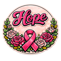 Thumbnail for Hope Pink Ribbon Breast Cancer Awareness 12" Wood Wreath Sign - PS-W-0152