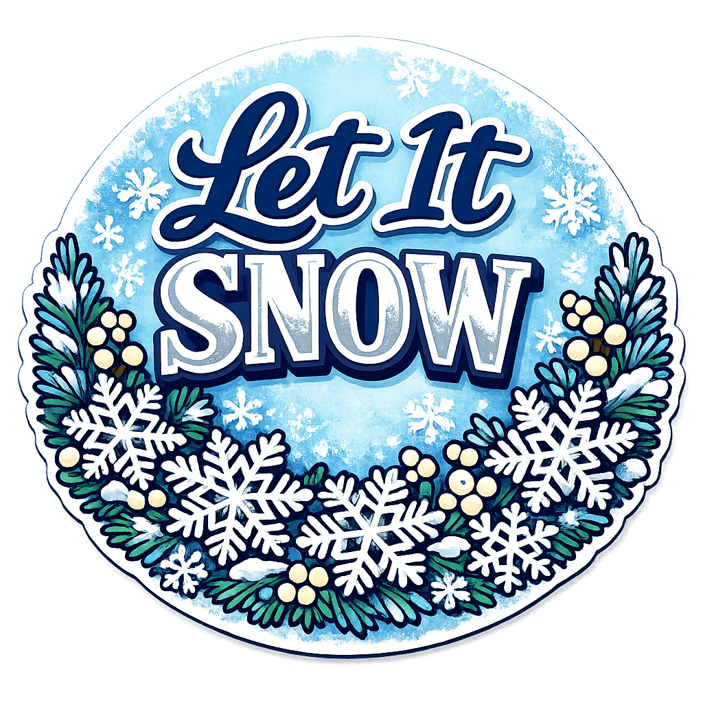 Let It Snow Snowflake Christmas 12" Wood Wreath Sign - PS-W-0154