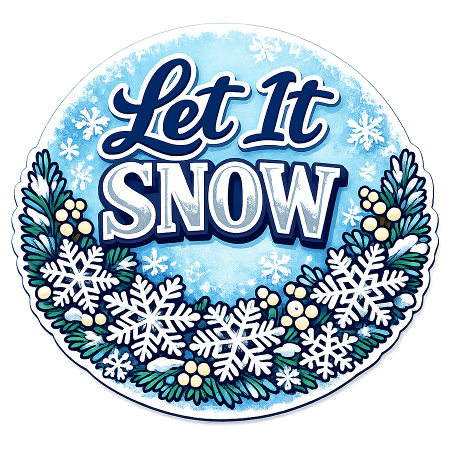 Let It Snow Snowflake Christmas 12" Wood Wreath Sign - PS-W-0154