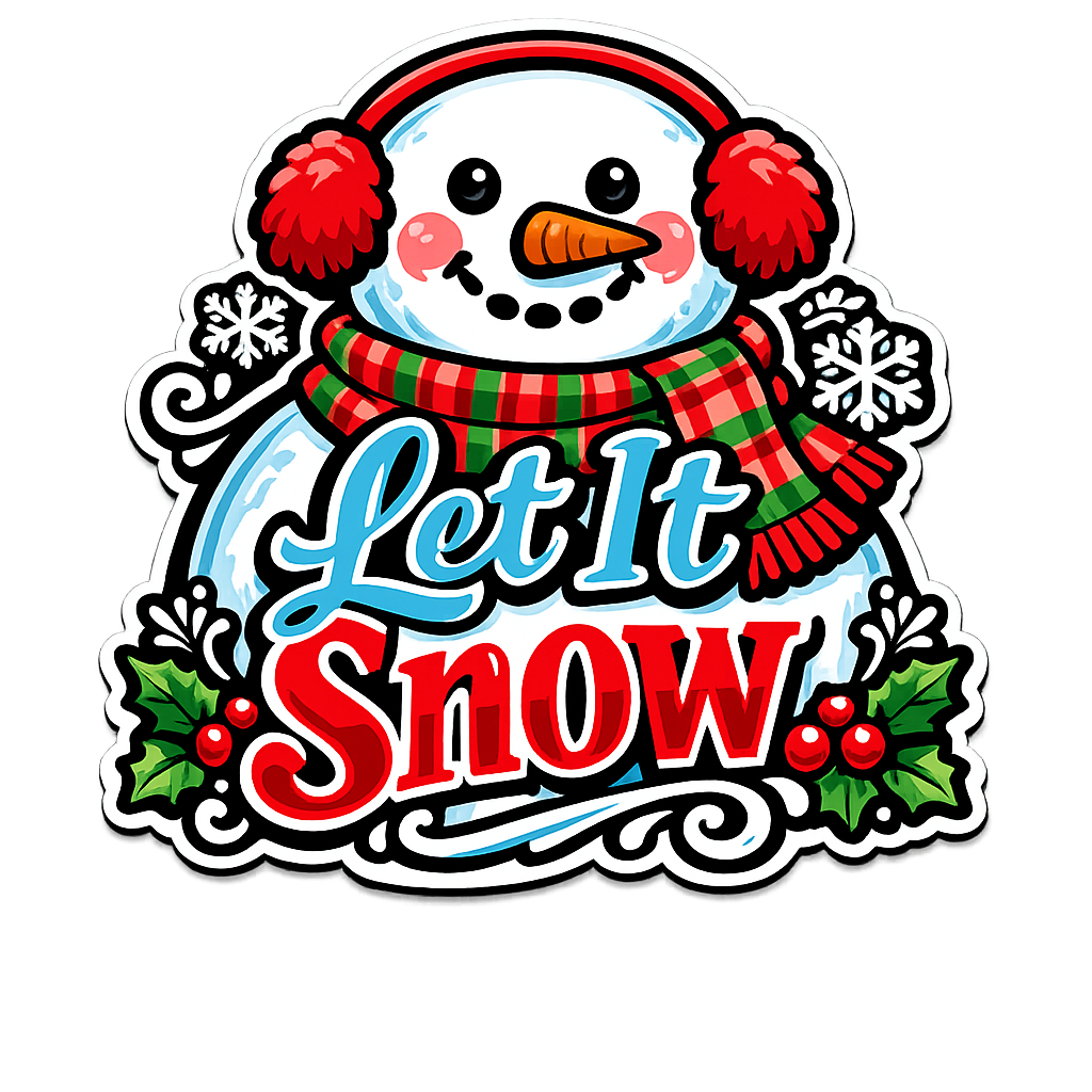 Let It Snow Snowman Christmas 12" Wood Wreath Sign - PS-W-0155