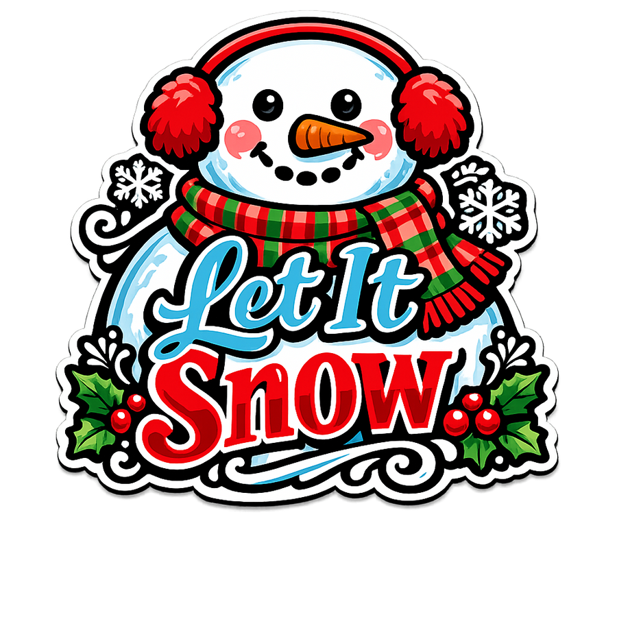 Let It Snow Snowman Christmas 12" Wood Wreath Sign - PS-W-0155