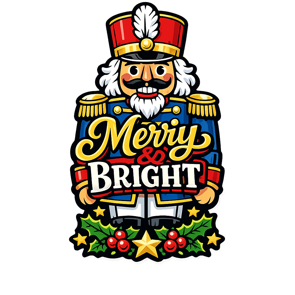 Merry and Bright Nutcracker Christmas 12" Wood Wreath Sign - PS-W-0157