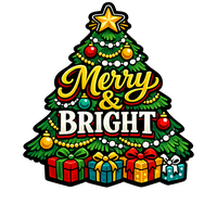 Thumbnail for Merry and Bright Tree Christmas 12" Wood Wreath Sign - PS-W-0158