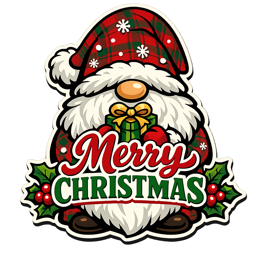 Merry Christmas Gnome 12" Wood Wreath Sign - PS-W-0159