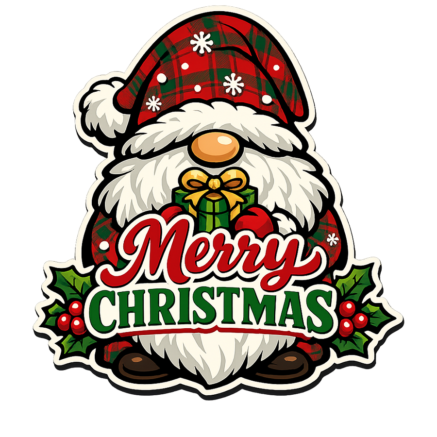 Merry Christmas Gnome 12" Wood Wreath Sign - PS-W-0159