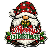 Thumbnail for Merry Christmas Gnome 12" Wood Wreath Sign - PS-W-0159