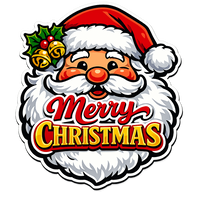 Thumbnail for Merry Christmas Santa Face Cutout 12" Wood Wreath Sign - PS-W-0162