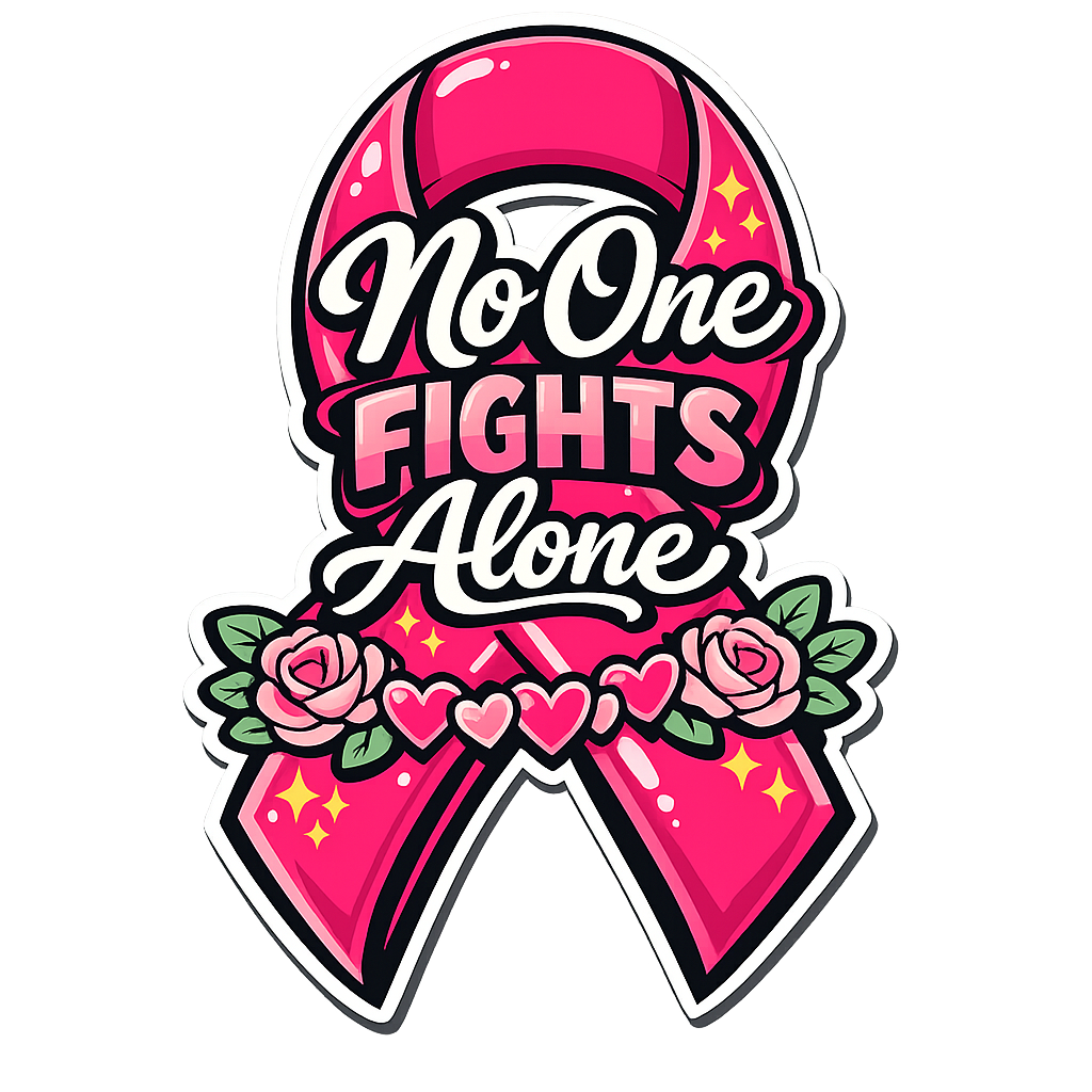 No One Fights Alone Pink Ribbon Roses 12" Wood Wreath Sign - PS-W-0163