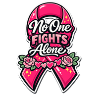 Thumbnail for No One Fights Alone Pink Ribbon Roses 12" Wood Wreath Sign - PS-W-0163
