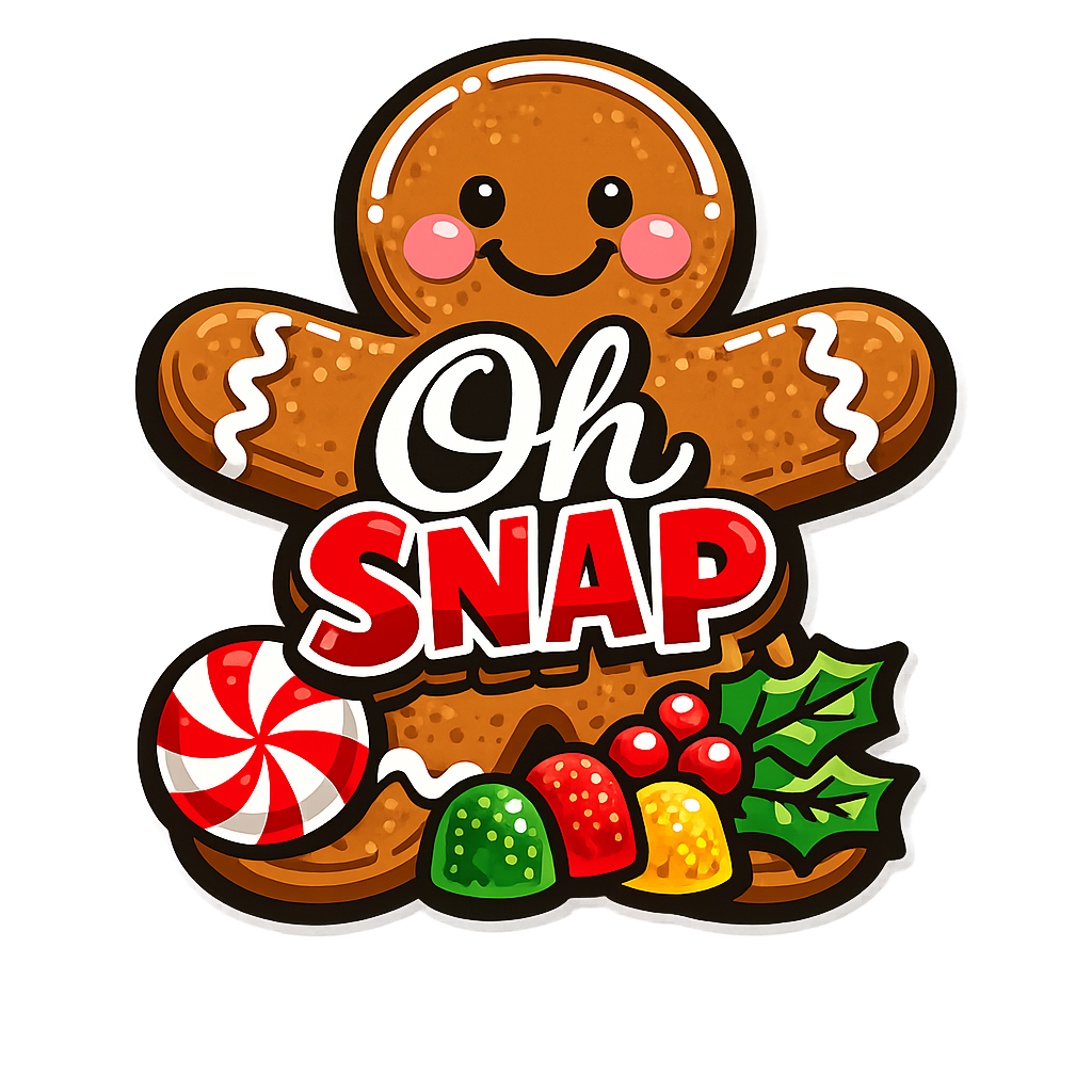 Oh Snap Gingerbread Man Cutout Christmas 12" Wood Wreath Sign - PS-W-0164