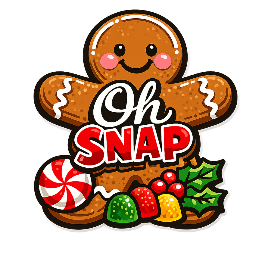 Oh Snap Gingerbread Man Cutout Christmas 12" Wood Wreath Sign - PS-W-0164