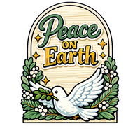 Thumbnail for Peace On Earth Dove Arch Christmas 12" Wood Wreath Sign - PS-W-0166