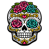 Thumbnail for Sugar Skull Roses No Text Dia De Los Muertos 12" Wood Wreath Sign - PS-W-0169
