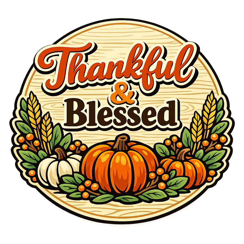 Thankful And Blessed Pumpkin Wheat 12" Wood Wreath Sign - PS-W-0170