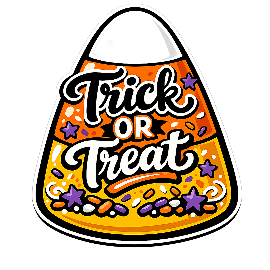 Trick Or Treat Candy Corn Cutout Halloween 12" Wood Wreath Sign - PS-W-0172