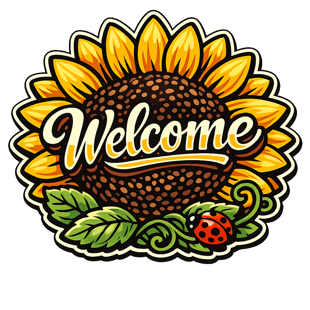 Welcome Giant Sunflower Ladybug Cutout 12" Wood Wreath Sign - PS-W-0176