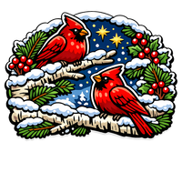 Thumbnail for Winter Cardinals Snowy Branches No Text Christmas 12" Wood Wreath Sign - PS-W-0178