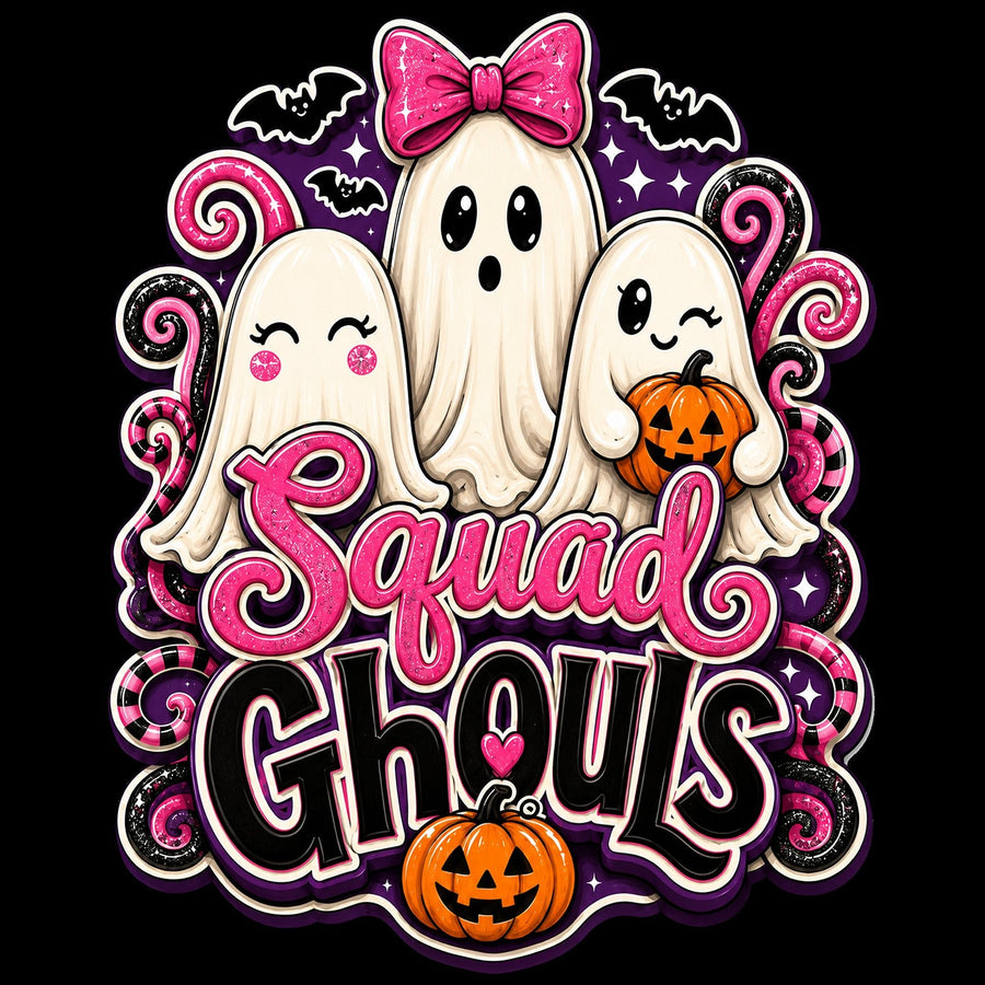Squad Ghouls Pink Ghosts 12" Wood Wreath Sign - PS-W-0183
