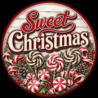 Thumbnail for Sweet Christmas Peppermint Candy 12" Wood Wreath Sign - PS-W-0185