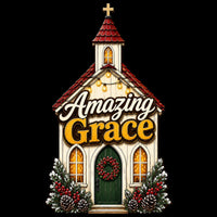 Thumbnail for Amazing Grace Christmas Church 12" Wood Wreath Sign - PS-W-0188