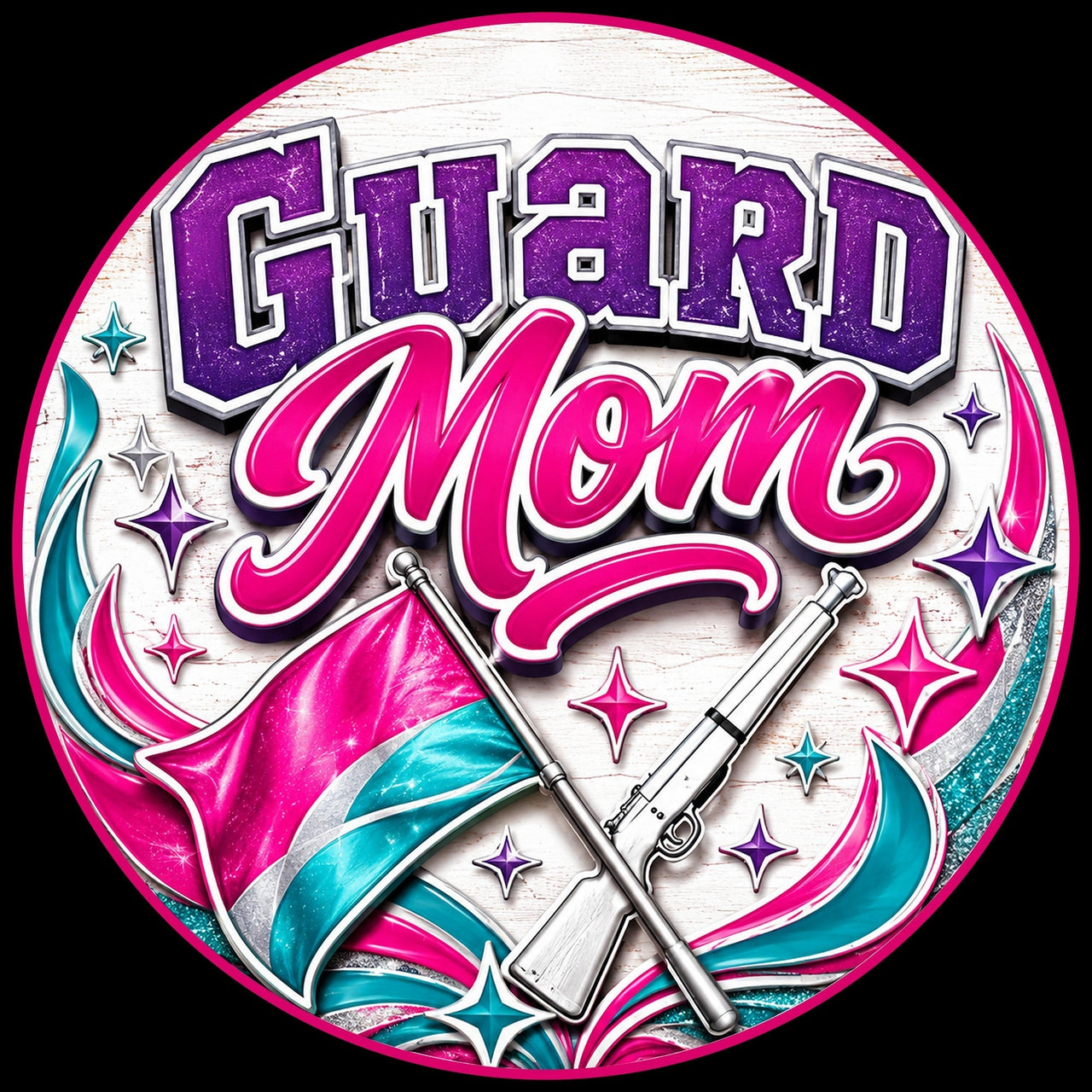 Guard Mom Pink Teal 12" Wood Wreath Sign - PS-W-0196