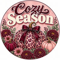 Thumbnail for Cozy Season Leopard Pumpkin 10" Wood Wreath Sign - PS-W-0227