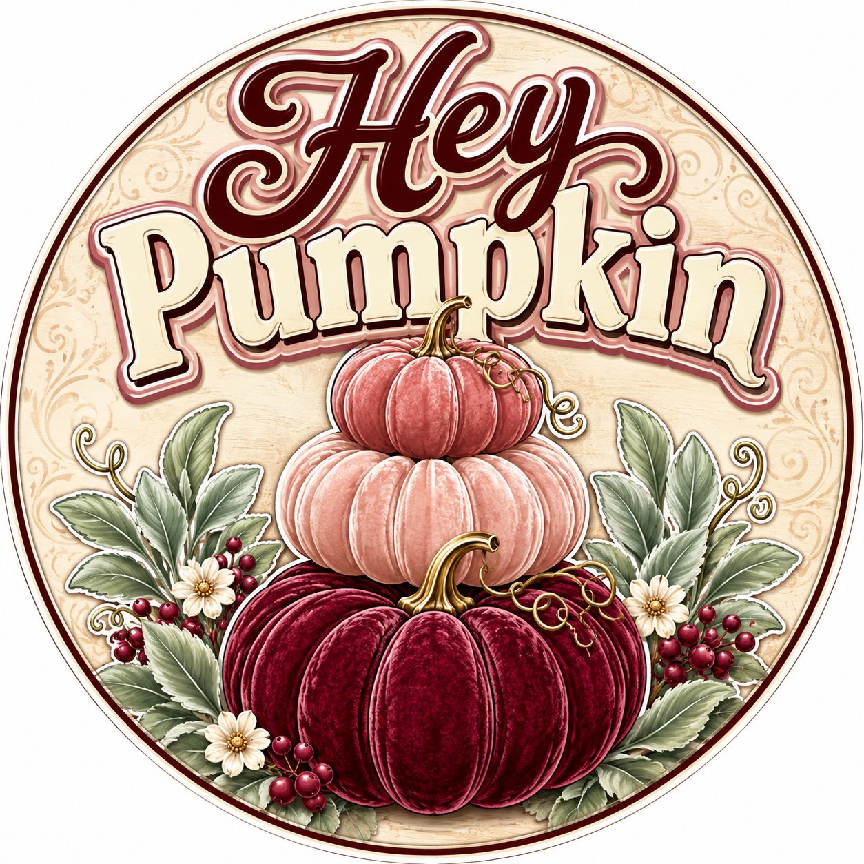 Hey Pumpkin Velvet Stack 10" Wood Wreath Sign - PS-W-0228