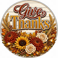 Thumbnail for Give Thanks Sunflower Harvest 10" Wood Wreath Sign - PS-W-0230