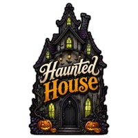 Thumbnail for Haunted House 12" Wood Wreath Sign - PS-W-0238
