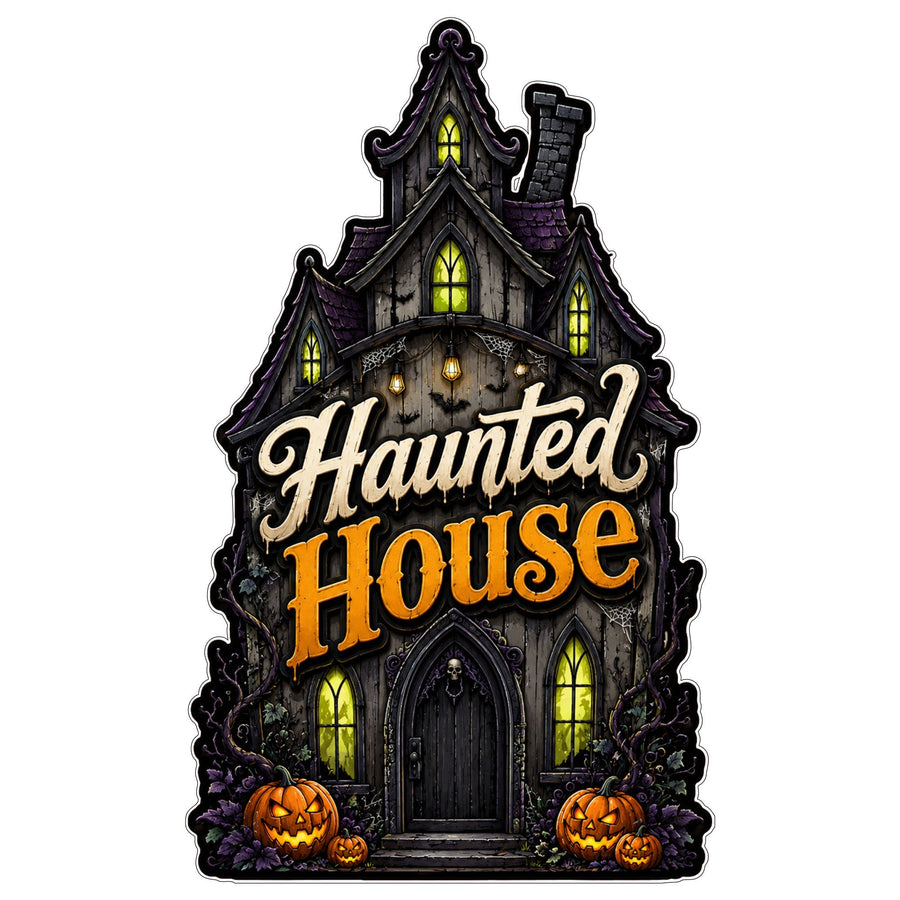 Haunted House 12" Wood Wreath Sign - PS-W-0238