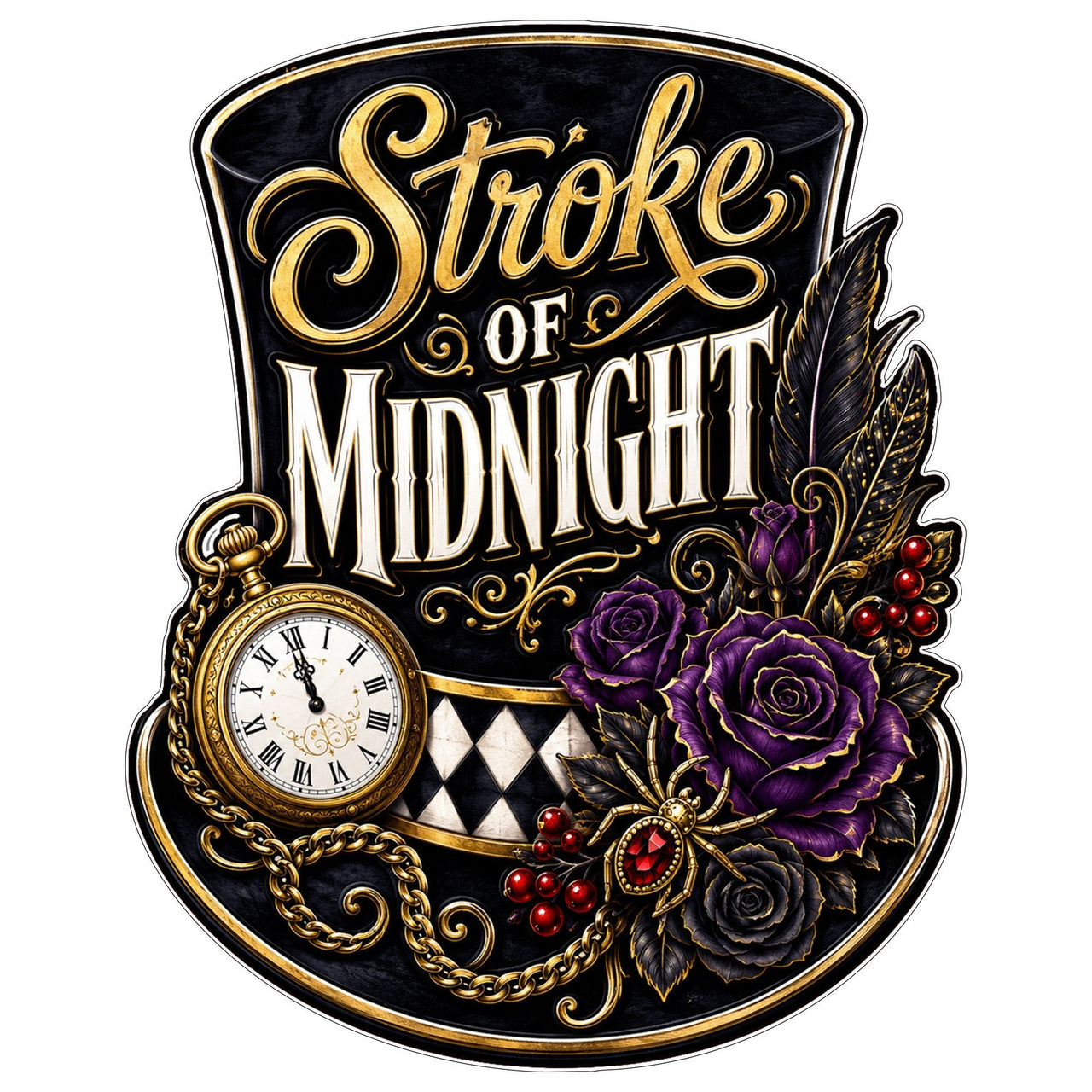 Stroke of Midnight Top Hat 12" Wood Wreath Sign - PS-W-0239
