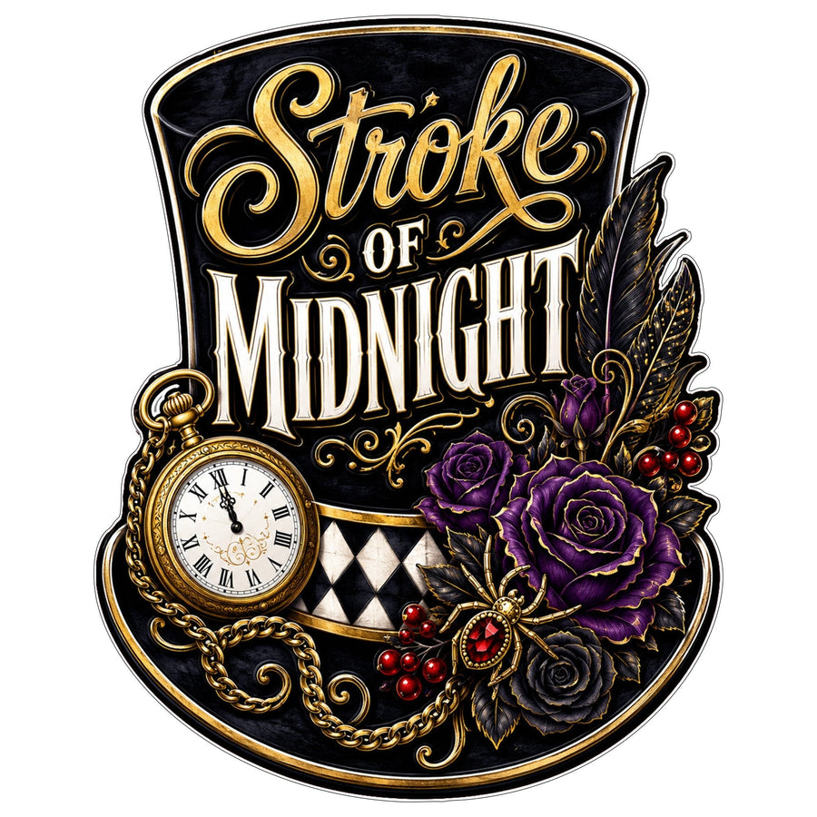 Stroke of Midnight Top Hat 12" Wood Wreath Sign - PS-W-0239