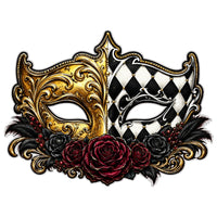 Thumbnail for Masquerade Harlequin Mask 12" Wood Wreath Sign - PS-W-0241