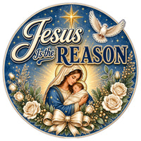 Thumbnail for Jesus Is the Reason 10" Wood Wreath Sign - PS-W-0246