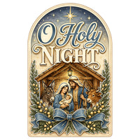Thumbnail for O Holy Night Nativity Arch 12" Wood Wreath Sign - PS-W-0248